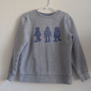 Mini Boden Gray Robot Crewneck Sweatshirt Size 7-8